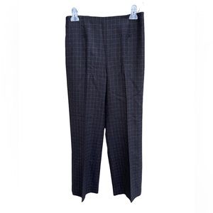 Talbots 100% Wool Gray Subtle Plaid Trousers Lined-Flat Front-Side Zip Size 8